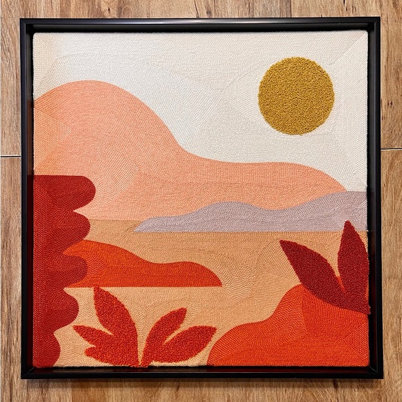 Framed Embroidered Abstract Sunset Wall Art